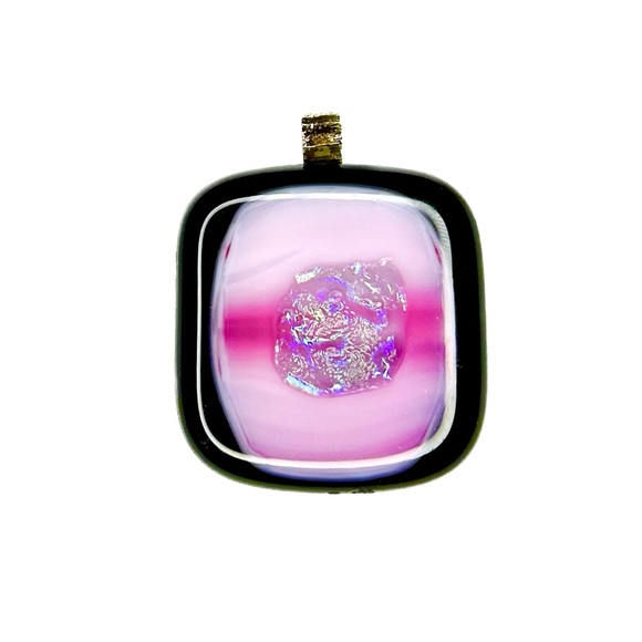 3/$25! Glass Agate Square Crystal Pendant Faux Stone Necklace - Picture 1 of 2